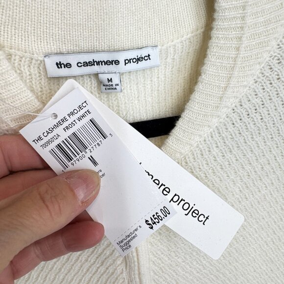 NWT The Cashmere Project Zip Textured Bomber Sweater in Frost White - Picture 5 of 12
